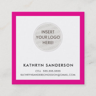 Tarjeta De Visita Cuadrada MINIMAL PERSONALIZADO LOGO moda moderna rosa calie