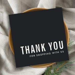 TARJETA DE VISITA CUADRADA MINIMAL SIMPLE BLANCO NEGRO GRACIAS A LAS COMPRAS 