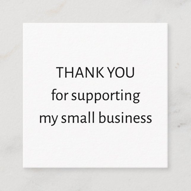 Tarjeta De Visita Cuadrada Minimal Small Business Thank You Business Card (Anverso)