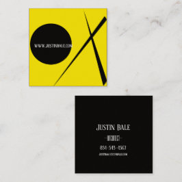 Tarjeta De Visita Cuadrada Minimalismo moderno Resumen arte amarillo negro