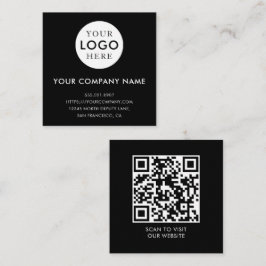 Tarjeta De Visita Cuadrada Minimalist Logo Professional Black QR Code