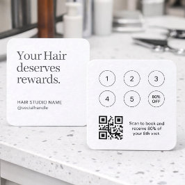 Tarjeta De Visita Cuadrada Minimalist Loyalty Program Business Card QR Code