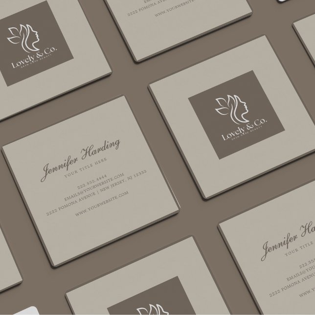 Tarjeta De Visita Cuadrada Minimalist Neutral Beige Beauty Square  (Subido por el creador)