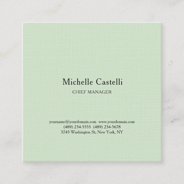 Tarjeta De Visita Cuadrada Minimalist Professional Unique Classical Pastel (Anverso)