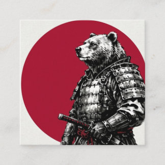 Tarjeta De Visita Cuadrada Minimalist Samurai Grizzly Bear Business Card