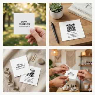 Tarjeta De Visita Cuadrada Minimalist Square Business Card with QR Code 