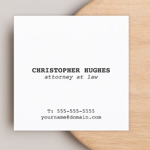 Tarjeta De Visita Cuadrada Minimalista abogado blanco elegante