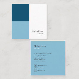 Tarjeta De Visita Cuadrada minimalista bloques geométricos azul elegante