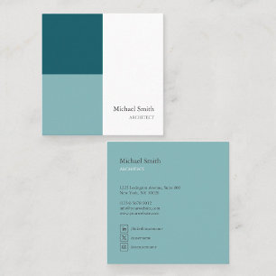 Tarjeta De Visita Cuadrada minimalista bloques geométricos turquesa elegante