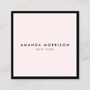 Tarjeta De Visita Cuadrada Minimalista Boutique Black/Pastel Pink