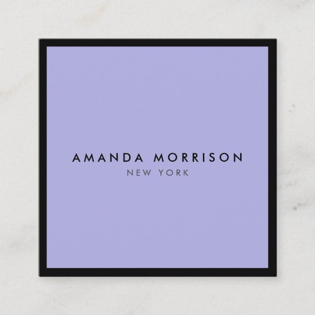 Tarjeta De Visita Cuadrada Minimalista Boutique Black/Periwinkle (Anverso)