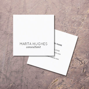 Tarjeta De Visita Cuadrada Minimalista Consultor Blanco Negro Elegante