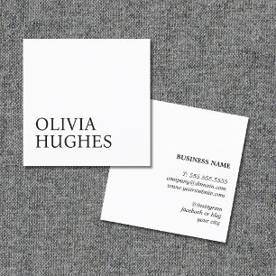 Tarjeta De Visita Cuadrada Minimalista Cool Negro Blanco Negrita