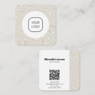 Tarjeta De Visita Cuadrada Minimalista de Abedul Beige