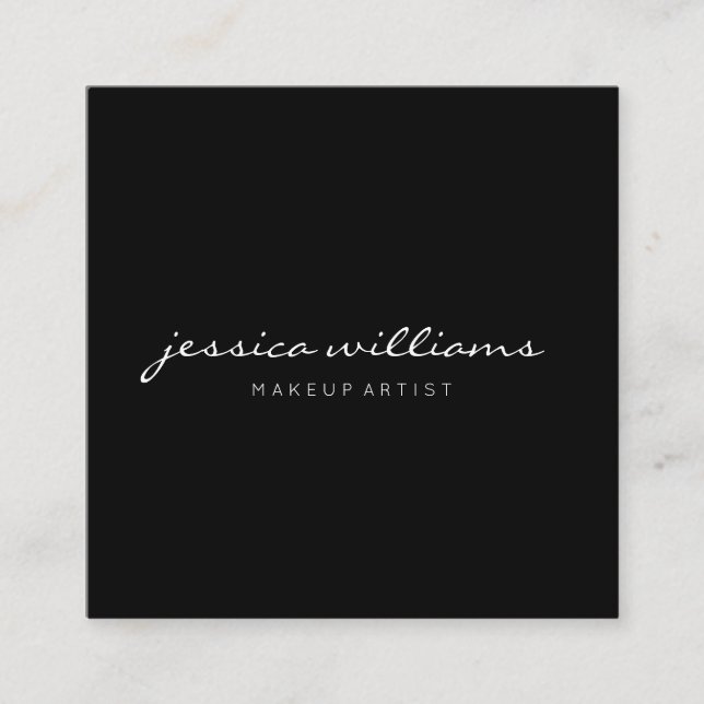 Tarjeta De Visita Cuadrada Minimalista de color negro profesional (Anverso)