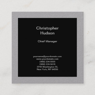 Tarjeta De Visita Cuadrada Minimalista de la modernidad Resumen Gris negro