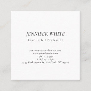 Tarjeta De Visita Cuadrada Minimalista Elegante Blanco y Negro Retro