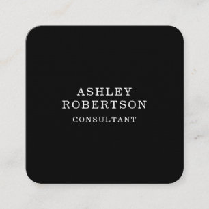 Tarjeta De Visita Cuadrada Minimalista estilo profesional blanco negro