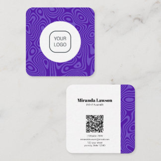 Tarjeta De Visita Cuadrada Minimalista Fluido Púrpura