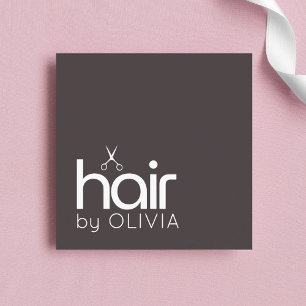 Tarjeta De Visita Cuadrada Minimalista gris oscuro blanco negrita Salon Estil