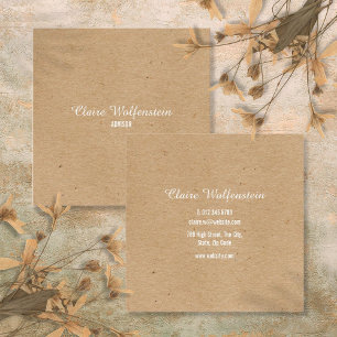 Tarjeta De Visita Cuadrada Minimalista Kraft Moderno Profesional