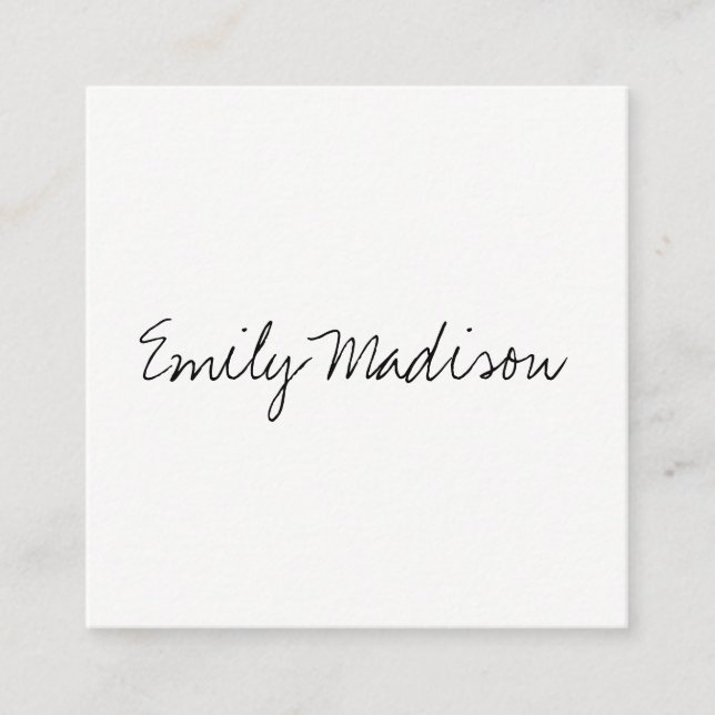 Tarjeta De Visita Cuadrada Minimalista/manuscrito (Anverso)