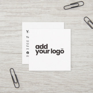 Tarjeta De Visita Cuadrada Minimalista Moderna Blanca Agrega tu logotipo