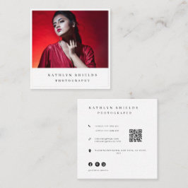 Tarjeta De Visita Cuadrada Minimalista moderno Código Qr de foto de fotógraf