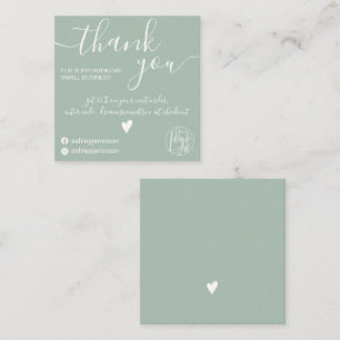 Tarjeta De Visita Cuadrada Minimalista moderno orden verde sabio gracias