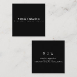 Tarjeta De Visita Cuadrada minimalista moderno profesional simple negro negro