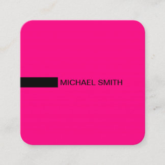 Tarjeta De Visita Cuadrada Minimalista moderno Rosa elegante y negro
