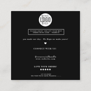 Tarjeta De Visita Cuadrada Minimalista Orden de guiones en blanco y negro, gr