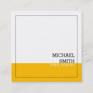 Tarjeta De Visita Cuadrada Minimalista profesional elegante blanco y ámbar