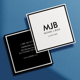 Tarjeta De Visita Cuadrada Minimalista Profesional Elegante blanco y negro