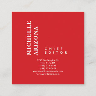 Tarjeta De Visita Cuadrada Minimalista Rojo y Blanco Profesional Moderno