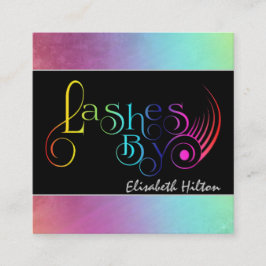 Tarjeta De Visita Cuadrada Minimalista y colorido arco iris divertido pegó el