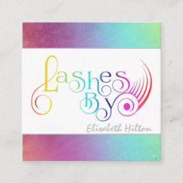 Tarjeta De Visita Cuadrada Minimalista y colorido arco iris divertido pegó el