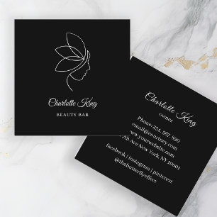 Tarjeta De Visita Cuadrada Mínimo, Belleza, Logo, Line Art, Salón