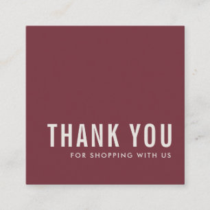 TARJETA DE VISITA CUADRADA MÍNIMO ELEGANTE BURGUNDY MAROON GRACIAS