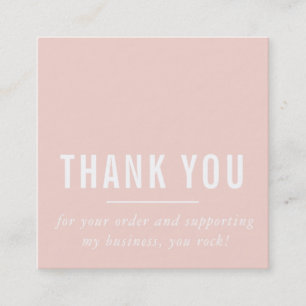 Tarjeta De Visita Cuadrada MÍNIMO MODERNO simple gracias LOGO blanco rosado