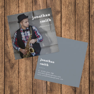 Tarjeta De Visita Cuadrada Mínimo músico fotoprofesional personalizado