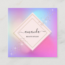 Tarjeta De Visita Cuadrada Mínimo profesional Marco Holográfico Rosa