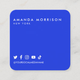 Tarjeta De Visita Cuadrada Mínimo Profesional Redes Sociales Azul Audaz