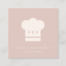 Tarjeta De Visita Cuadrada Mínimo Rosa Rubor Chef Gorra Rosado