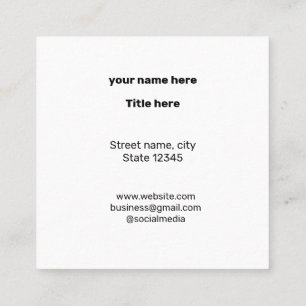 TARJETA DE VISITA CUADRADA MÍNIMO SENCILLO AGREGAR EL TEXTO DE SU PERSONALIZA