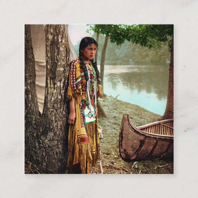 Tarjeta De Visita Cuadrada Minnehaha - Nativo Estadounidense Hiawatha 1904 (Anverso)