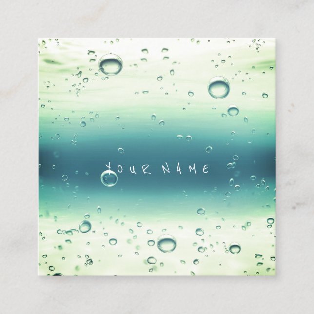 Tarjeta De Visita Cuadrada Mint Tiffany White Abstract Water Ocean Balls (Anverso)