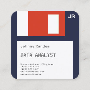 Tarjeta De Visita Cuadrada Mirada del disquette del disco blando falsa azul