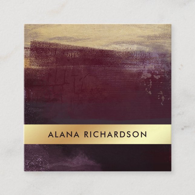 Tarjeta De Visita Cuadrada Mirada púrpura y falsa oscura atractiva del oro (Anverso)