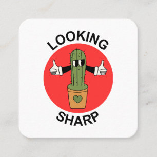Tarjeta De Visita Cuadrada Mirando hacia abajo Cactus Pun